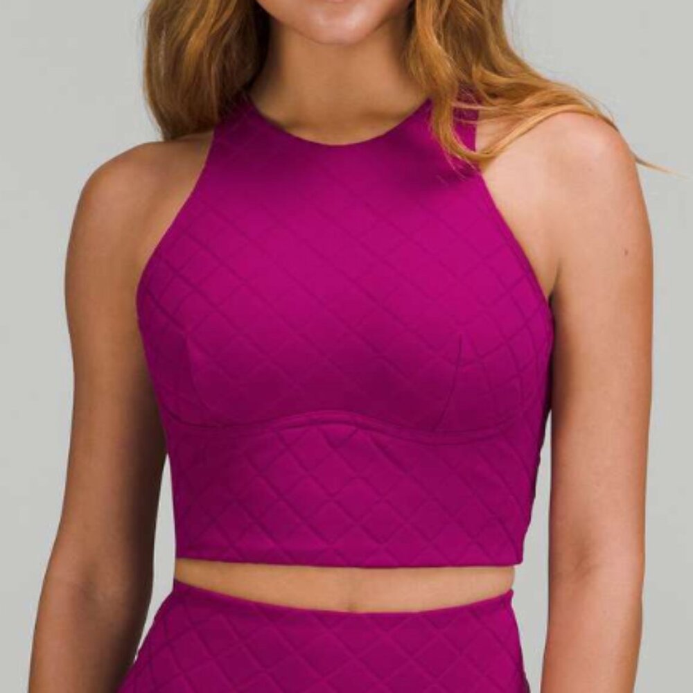 Lululemon Diamond Grid Swim Top Magenta Purple NWT Women's 6 C/D Cup